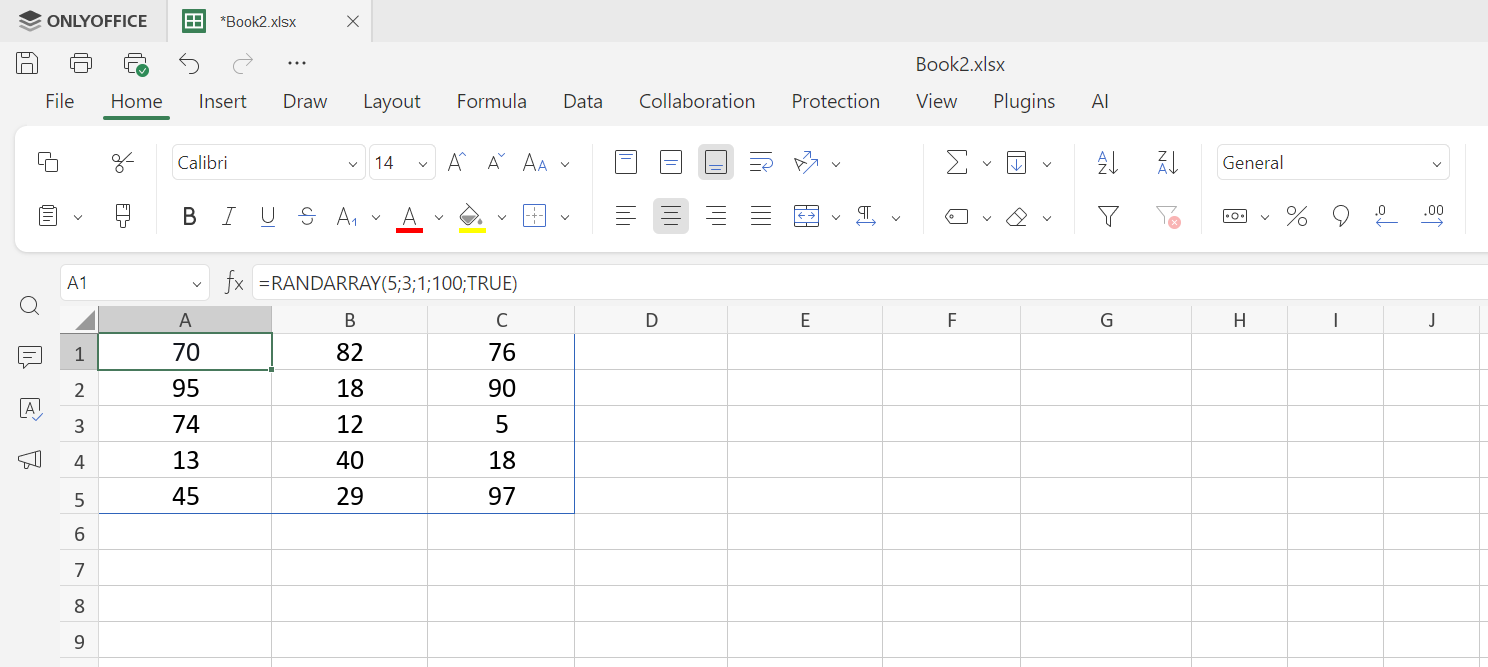 RASSALDİZİ fonksiyonu ile rastgele veri üretme - ONLYOFFICE