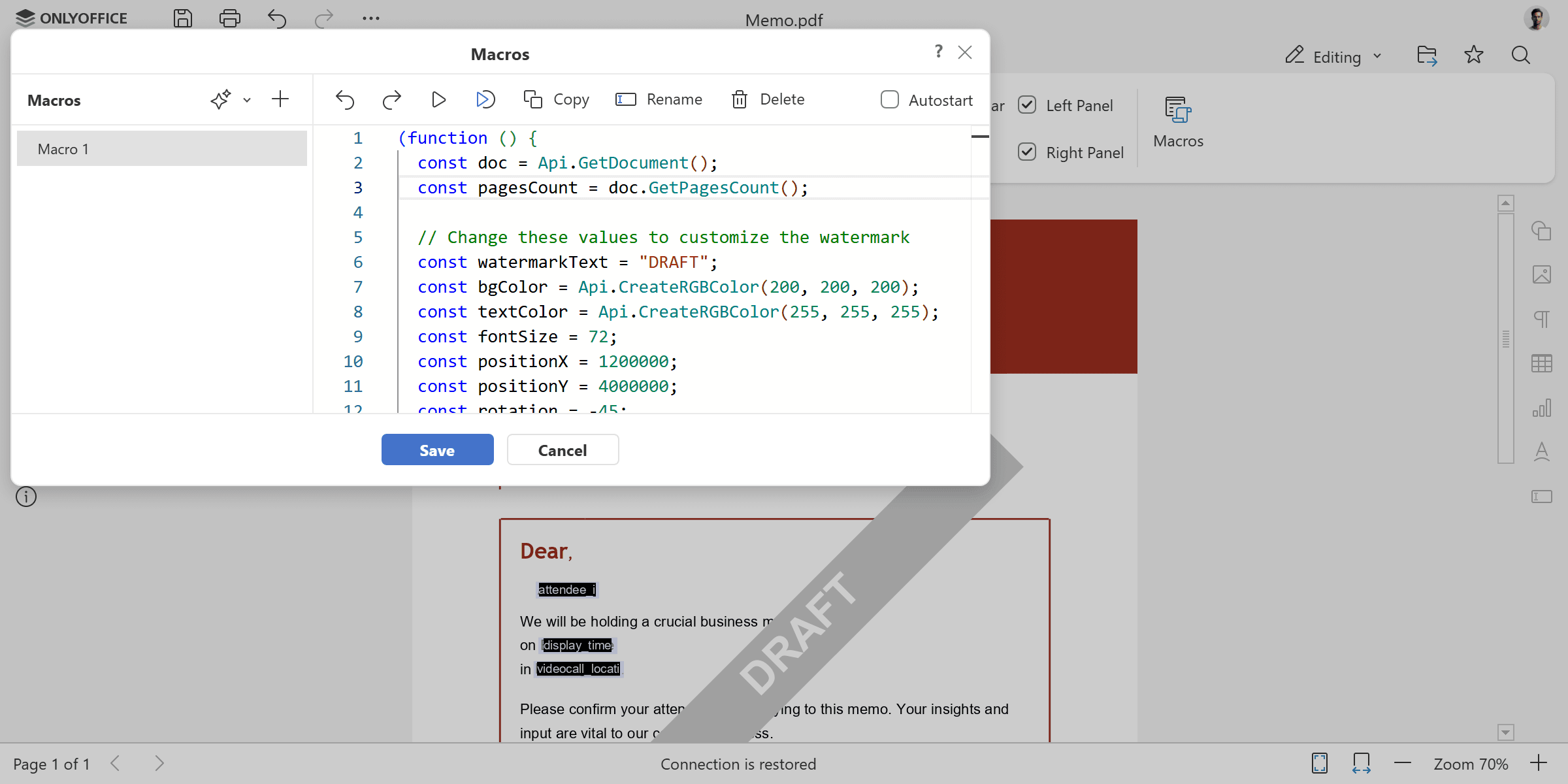 ONLYOFFICE PDF API ile tüm sayfalara filigran ekleme